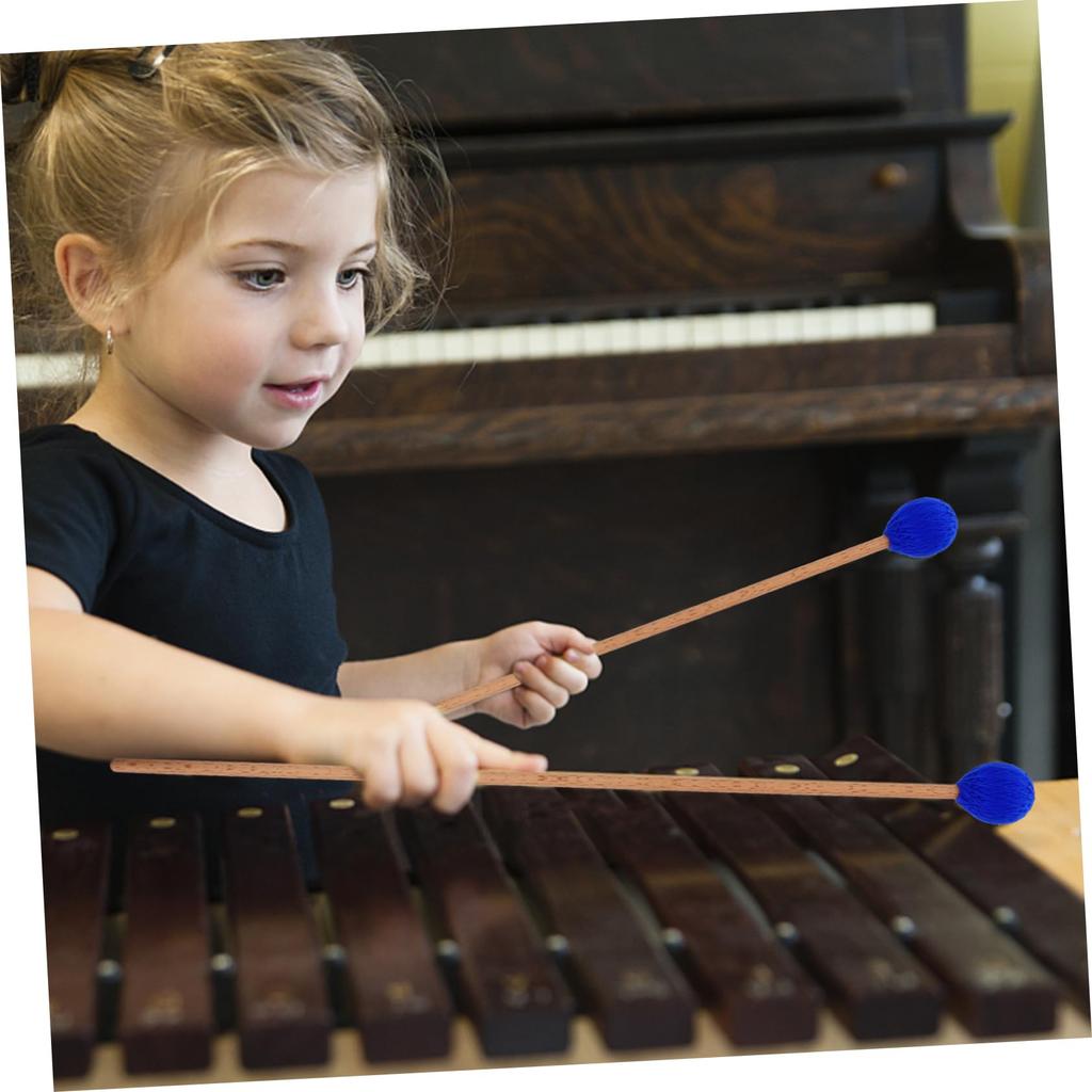 TENDYCOCO 1 Pair of Marimba Mallets with Soft Handles, Wool Mallets