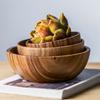 3Pcs Acacia Wooden Bowl Round Fruit Salad Soup Bowl Large Small Wood Kitchen Bowl Set Food Dining Bowls Serving Dishes Tableware