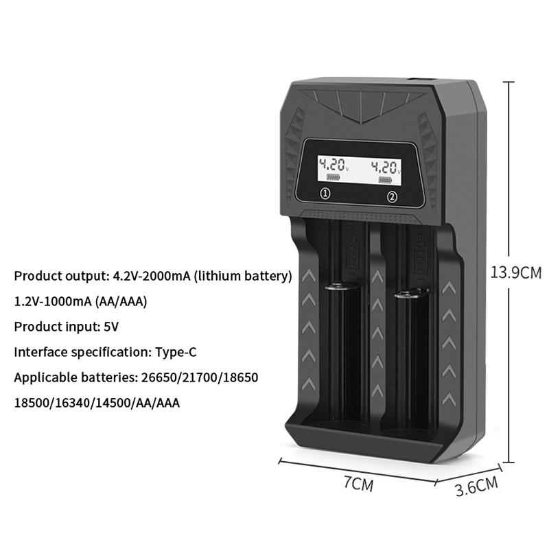 Умное USB-зарядное устройство с ЖК-дисплеем - 1/2/4 слота для Li-Ion 18650 4,2 В и Ni-Mh AA/AAA 1,2 В перезаряжаемых аккумуляторов