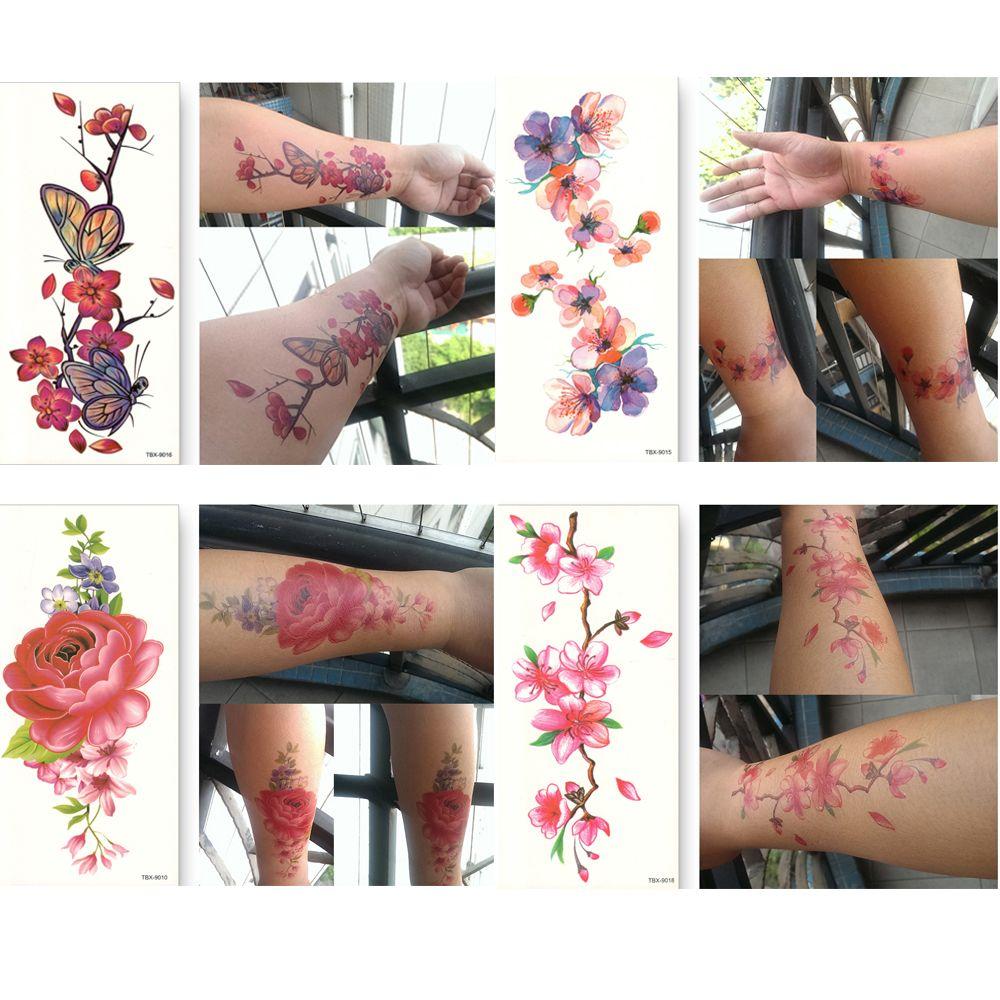 Transfer Flowers Long lasting 3D Makeup Arm Leg Art Fake Tattoos Temporary Tattoo Stickers Body Art