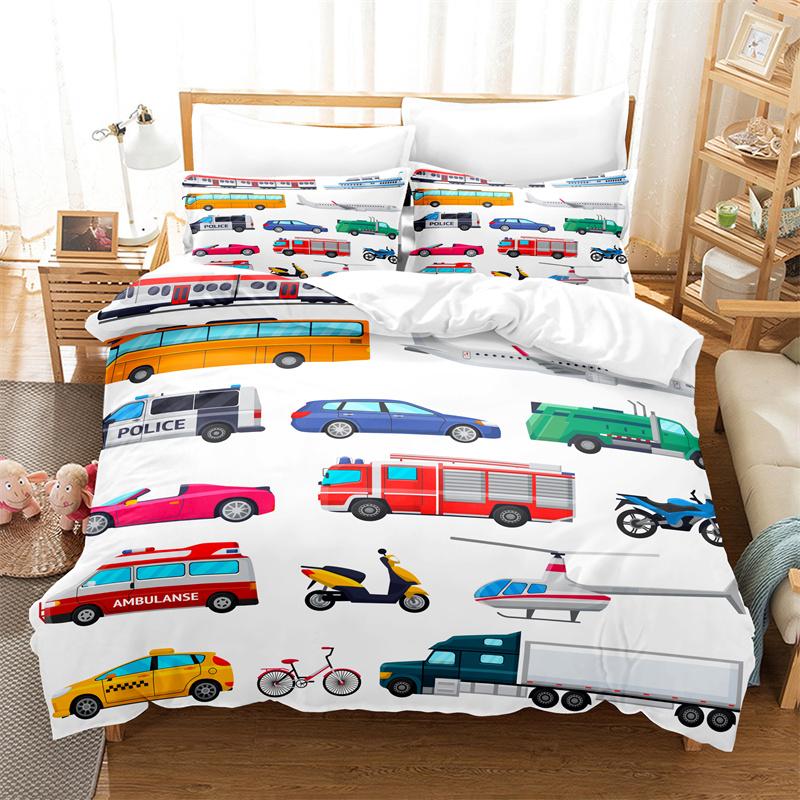 Cartoon Car Bedding Set Cute Cartoon Duvet Cover Set 3d Bedding Fashion Design Bed Set Children Queen Duvet Cover Bedding Sets