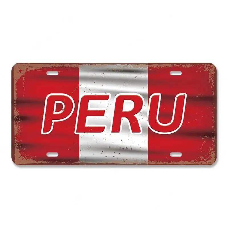 Винтажный плакат с названием страны, автомобильные лицензии, металлические жестяные знаки, Россия, Франция, Бразилия, металлическая пластина, гараж, гостиная, Ретро Настенный декор