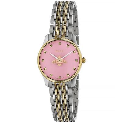 YA1265030 G-Timeless 29 мм женские часы с розовым циферблатом и мотивом пчелы