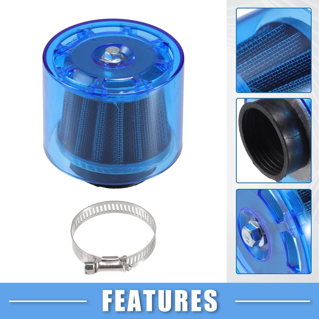 A ABSOPRO Air Filter Straight 40mm/1.57" for Most 110-125cc Motorcycles, ATVs, Mopeds, Dirt Bikes, Race Bikes Blue