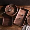 Walnut Plate Solid Wood Round Dessert Plate Creative Japanese Tableware Stackable Dessert Wooden Tray Tea Tray Tea Tray