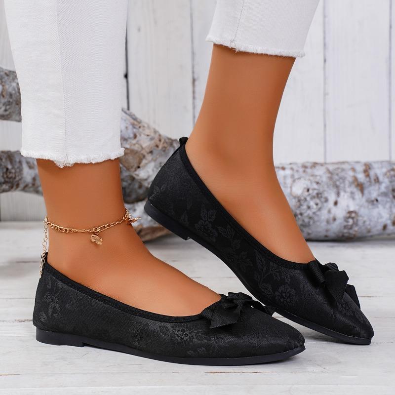Women's Shoes 2024 Slip On Women's Flats Casual Daily Flats Women Butterfly-knot Pointed Toe Soft Bottom Plus Size Shoes Women