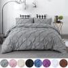 Solid Color Pinch Pleated Pintuck Decorative Duvet Cover Set With Pillow Shams Single Twin Double Queen King Size Comforter Cover 2/3 Pcs/Set