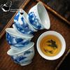Ceramic Tea Cup, Hand Painted, Antique Blue and White Porcelain Master Cup, Kungfu Tea Set, Tea Bowl