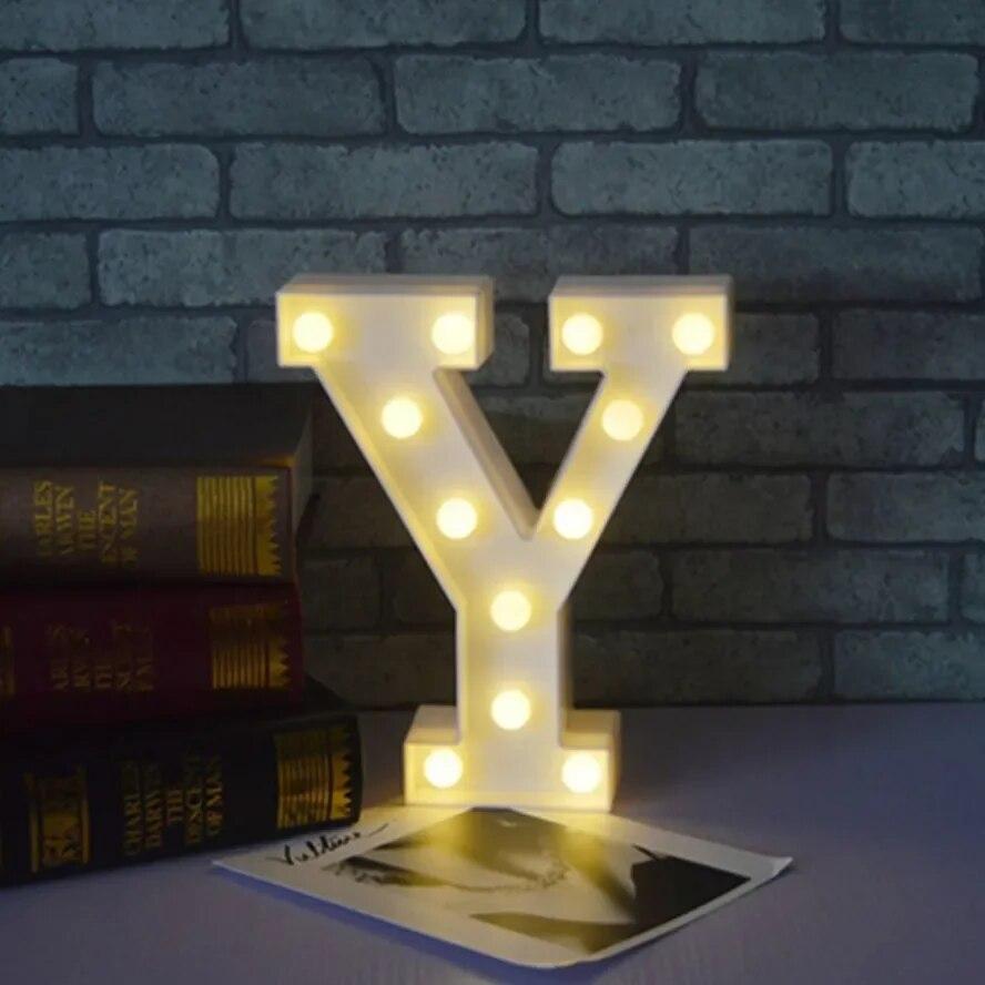 Alphabet Letter LED Lights Luminous Number Lamp Battery Warm Night Light for Home Wedding Birthday Christmas Party Decoration
