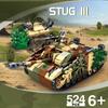 524 шт. WW2 Stug III Бронемашина Набор строительных блоков Развивающая Военная Игрушка для Детей БЕЗ КОРОБКИ