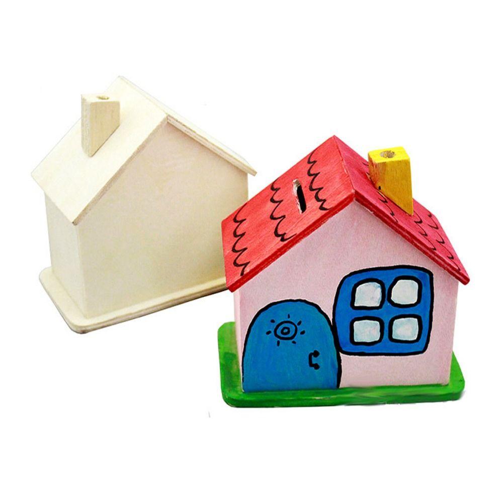 Unfinished DIY Painted Storage Jar DIY White Embryo House Mold Small House Piggy Bank Home Decor
