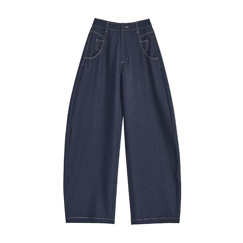 FAESSLIN Women's Topstitched Curved Blade Wide-Leg Pants