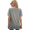 GMXIA Summer Women's T-shirt Solid Color V-neck Simple Mesh Puffed Sleeves
