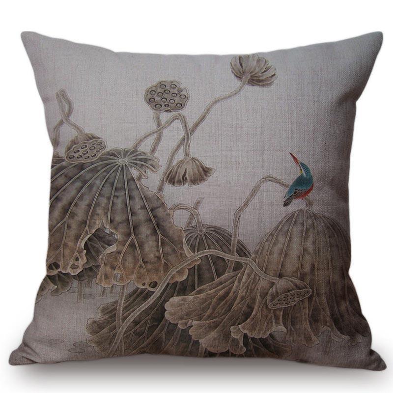 Китайский Ретро Живописный Стиль Классическая Девушка Лотос Чехлы для Подушек Офис Автомобиль Диван Кресло Домашнее Украшение Чехол для Подушки Наволочка