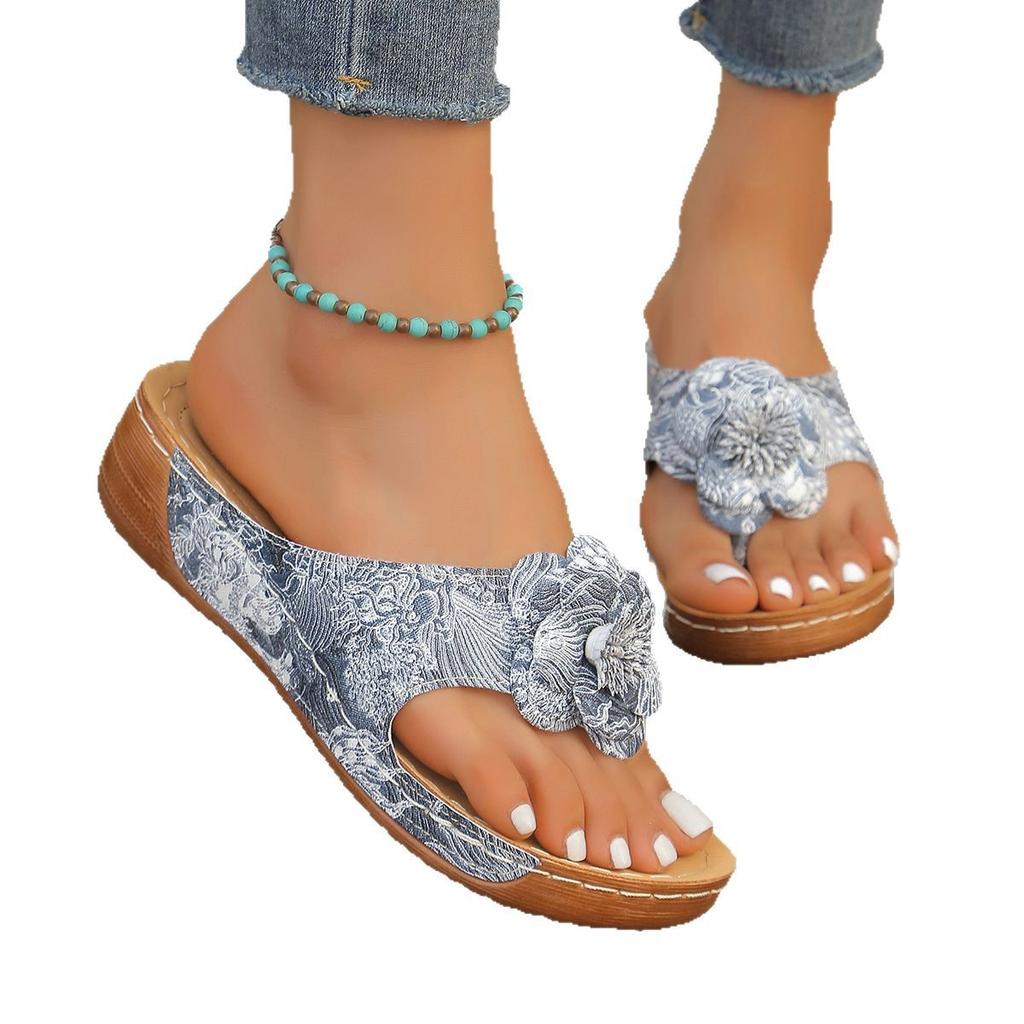 Large size wedge slippers women's summer 2025 new hollow lightweight engraved slippers women's shoes