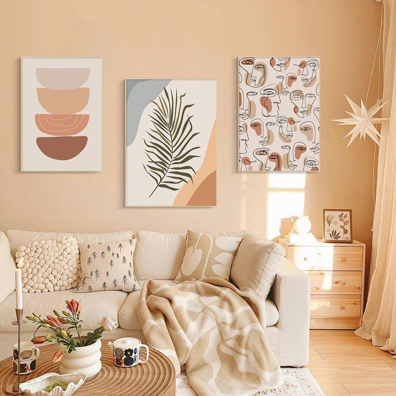 Абстрактные геометрические листья, линия, холст, картина в стиле бохо, современные постеры, настенная художественная печать, картина для спальни, гостиной, домашний декор