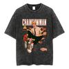 Anime Chainsaw Man Acid Tshirt Retro Vintage Washed Printed Graphic T Shirt Men Cotton Casual Short Sleeve Tshirt Tops