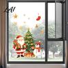 Seasonal Glass Adhesives Cartoon Christmas Window Sticker Removable Santa Snowman Tree Decal Waterproof Claus Decals Static Cling PVC Sticker