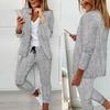 2Pcs/Set Women Blazer Pants Suit Notched Collar Slim Fit Long Sleeves Anti-pilling Formal Women Coat Pants Suit Clothes Suit