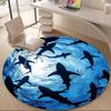 1PC Shark Swarm Office Round Area Rug, Mat Suitable For Office, Under Office Chairs Bedroom Living Room Home Decor, Room Deco