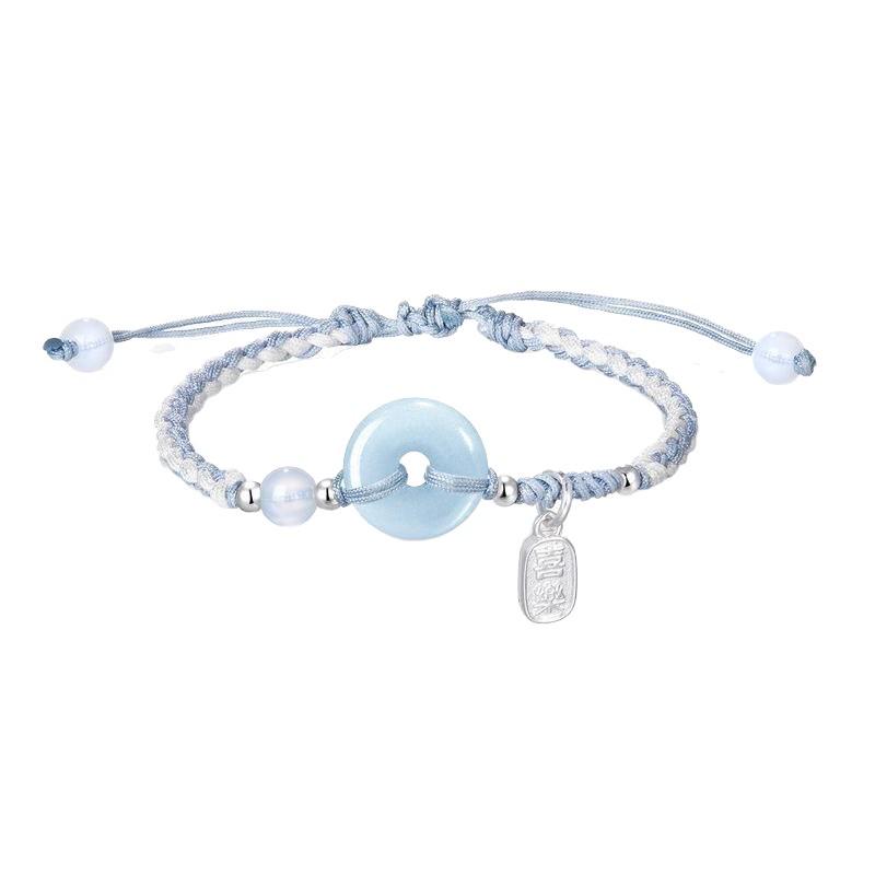 Браслет для пары «Цветок персика Яо Яо Мирный узел» | Женский плетеный браслет на руку в стиле легкой роскоши | Новый стиль 2024 года Украшение для лучшего друга