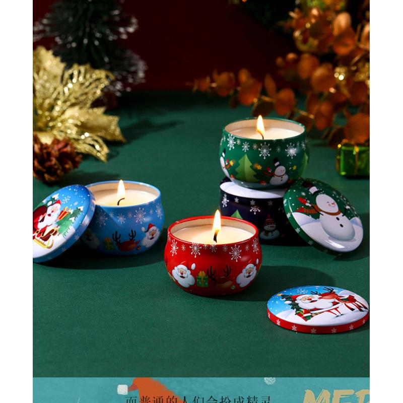 Рождественская жестяная банка свеча праздничный подарок рождественский подарочный набор из четырех сувенирных ароматизаторов