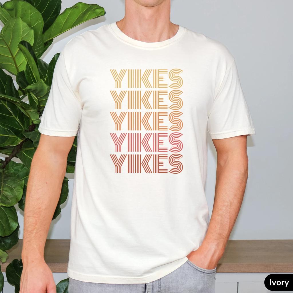 Retro Yikes T- Shirt Funny Unisex Graphic Tee Fun 70s Style Silly Meme Gift Shirt