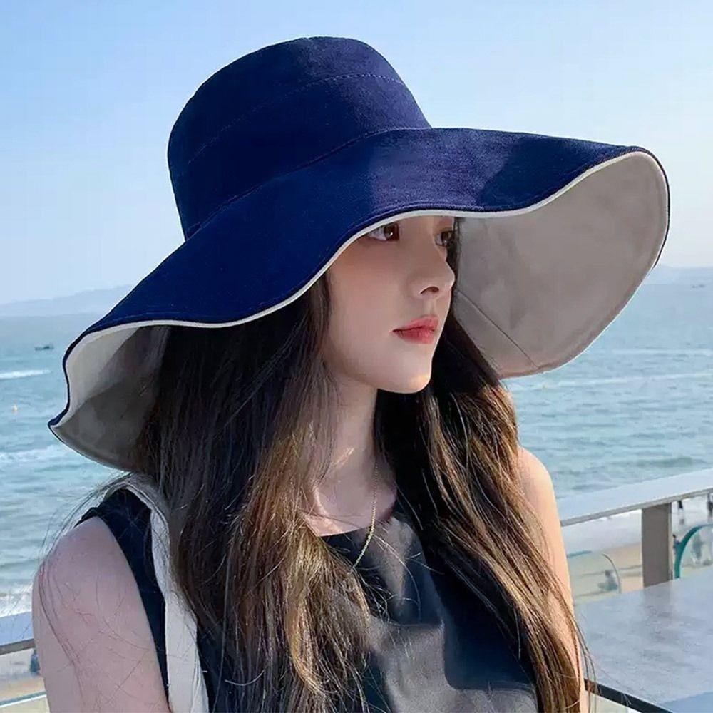 Double-Sided Bucket Hat Big Brim Fisherman Cap Spring Summer Beach Cap Women Men