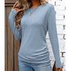 2025 Autumn & Winter Women's New Casual Crew Neck Long Sleeve Top 3D Solid Color Pattern