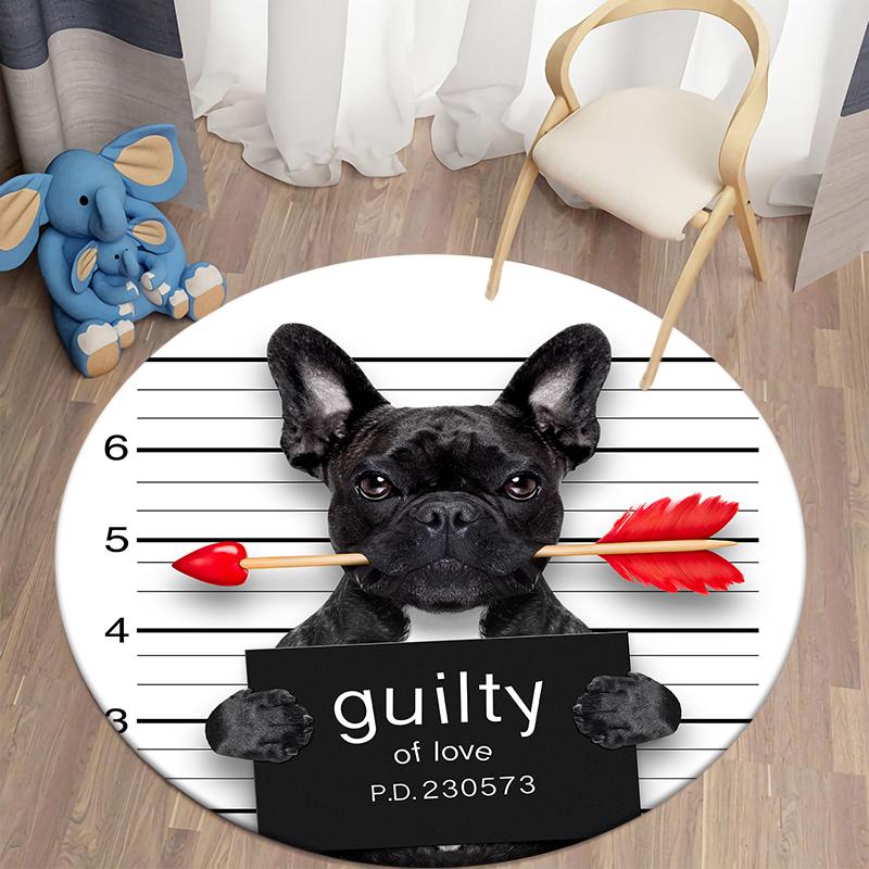 Круглый ковер с принтом Bad Dog Cat, коврик для дома, гостиной, дивана, спальни, украшение пола, ковер из полиэстера