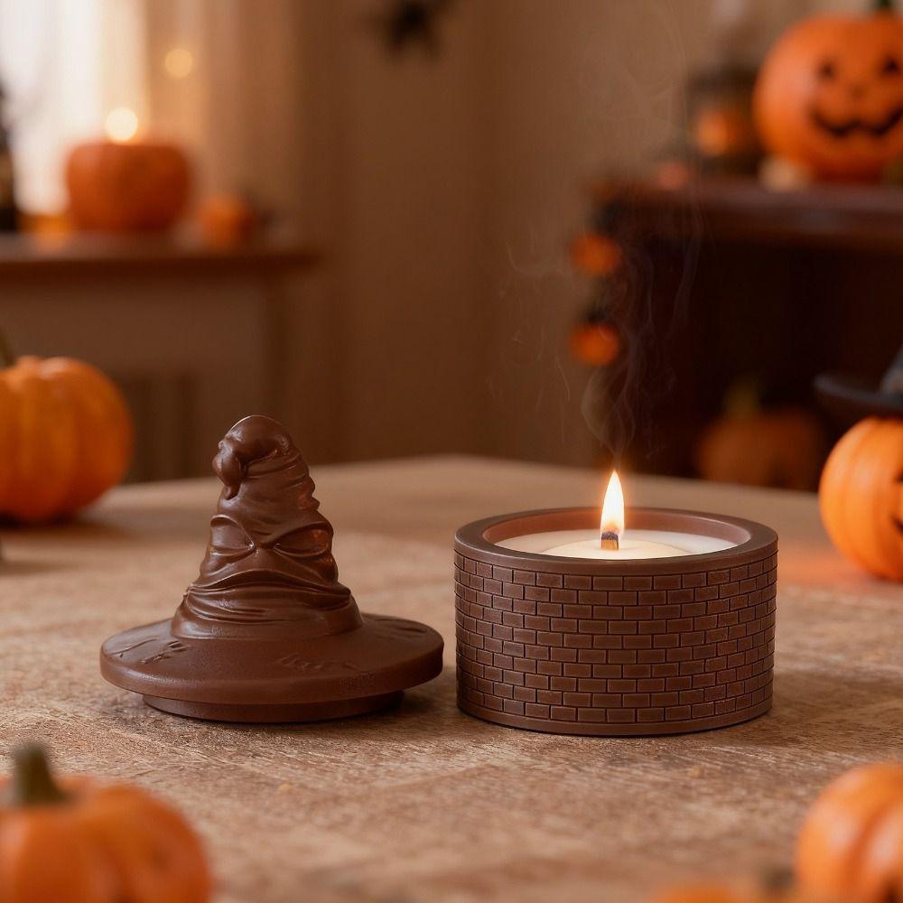Silicone Wizard Hat Candle Cup Mold with Lid Plaster Mold Creative Resin Mold Home Decor