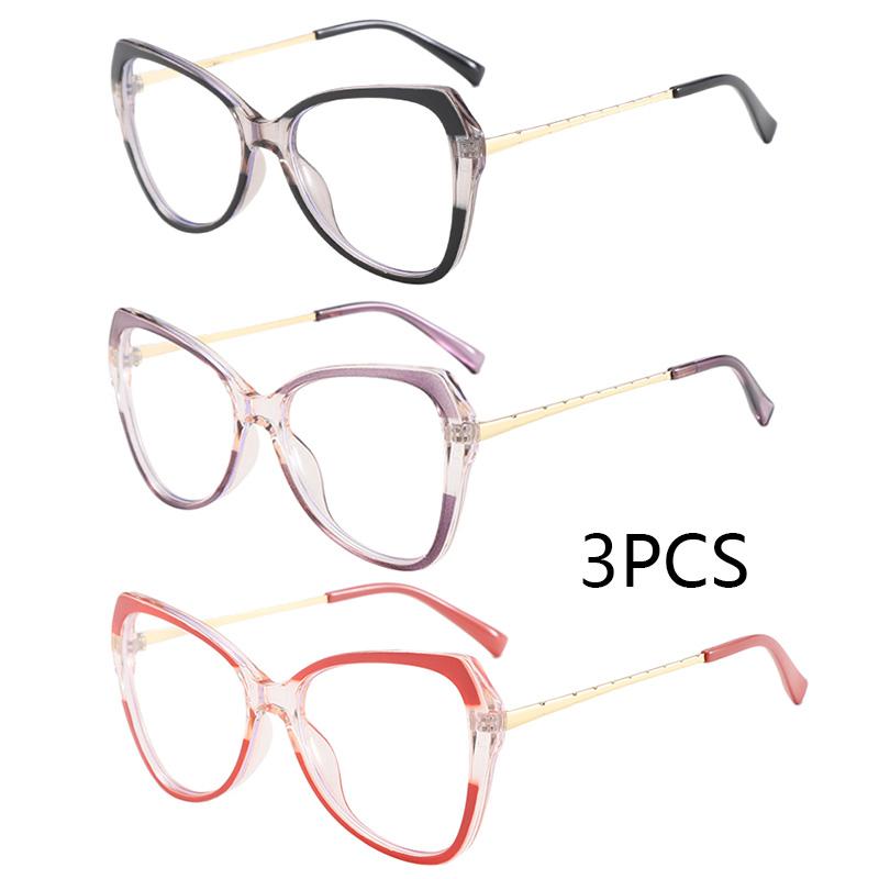 3Pcs New Cat Eye Myopia Glasses Women Transparent Eyewear Brand Designer Vintage Clear Eyeglass Optical Frame Graduation Glasses
