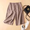 Women's Summer Shorts Casual Elastic Waist Shorts Solid Basic Loose Wide Leg Cotton Linen Women High Waist Shorts