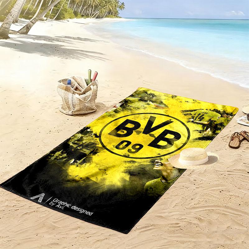 Пляжное полотенце с принтом смелого логотипа BVB, большое, мягкое, быстросохнущее, для пляжа, кемпинга, плавания