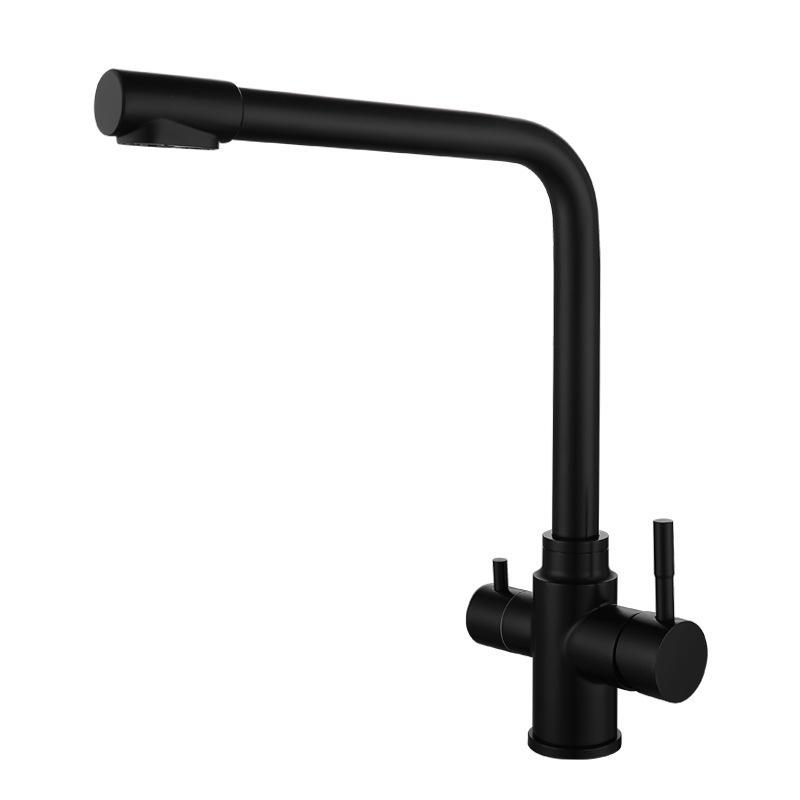Никель Питьевой Фильтрованная Вода Кухонный Смеситель 360 Вращение Высокий Смеситель Настольный Двойная Ручка Горячая и Холодная Кухонные Смесители