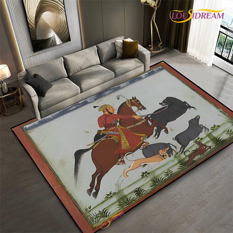 Мода Этническая Рамка Ковер Лошадь Домашний Декор Прямоугольный Ковер для Комнаты Черный Зеленый Оранжевый Гостиная Спальня Прикроватный Напольный Коврик для Стола