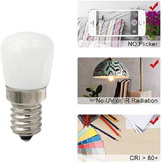 CTKcom 2W LED Refrigerator Bulb (4 Pack)-European E14 Base 15W Equivalent Daylight White 6000K 120V Lamp for Freezer Lighting,Home Lighting