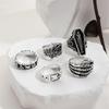 5 Pcs/Set Ring Set Stackable Punk Style Vintage Different Shapes Sickle Finger