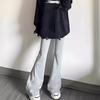 Women's Casual High Waist Flare Pants - Drawstring Solid Color, Slimming Bodycon, Floor-Length, Versatile Style for Summer.