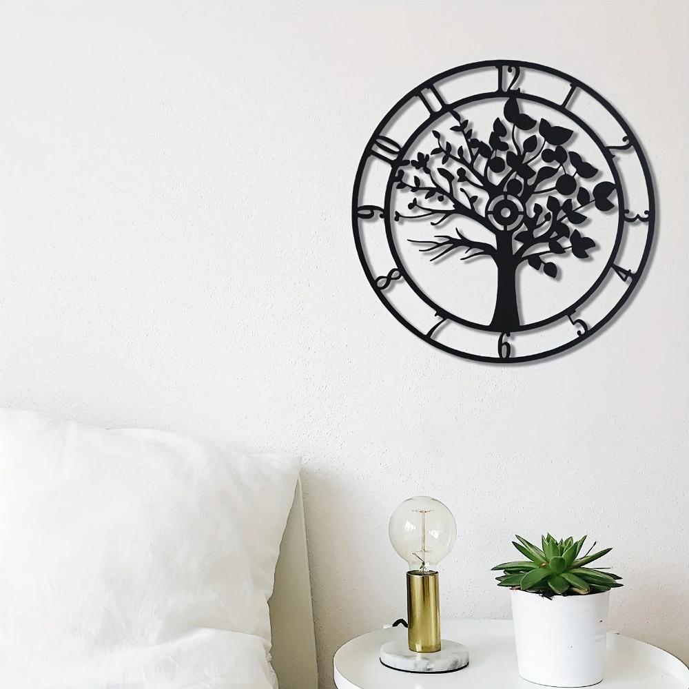 Black Metal Clock Wall Décor - Sleek Clock Dial for Shop, Home, Indoor, and Outdoor Use, Stylish Bedroom and Room Mural Sticker