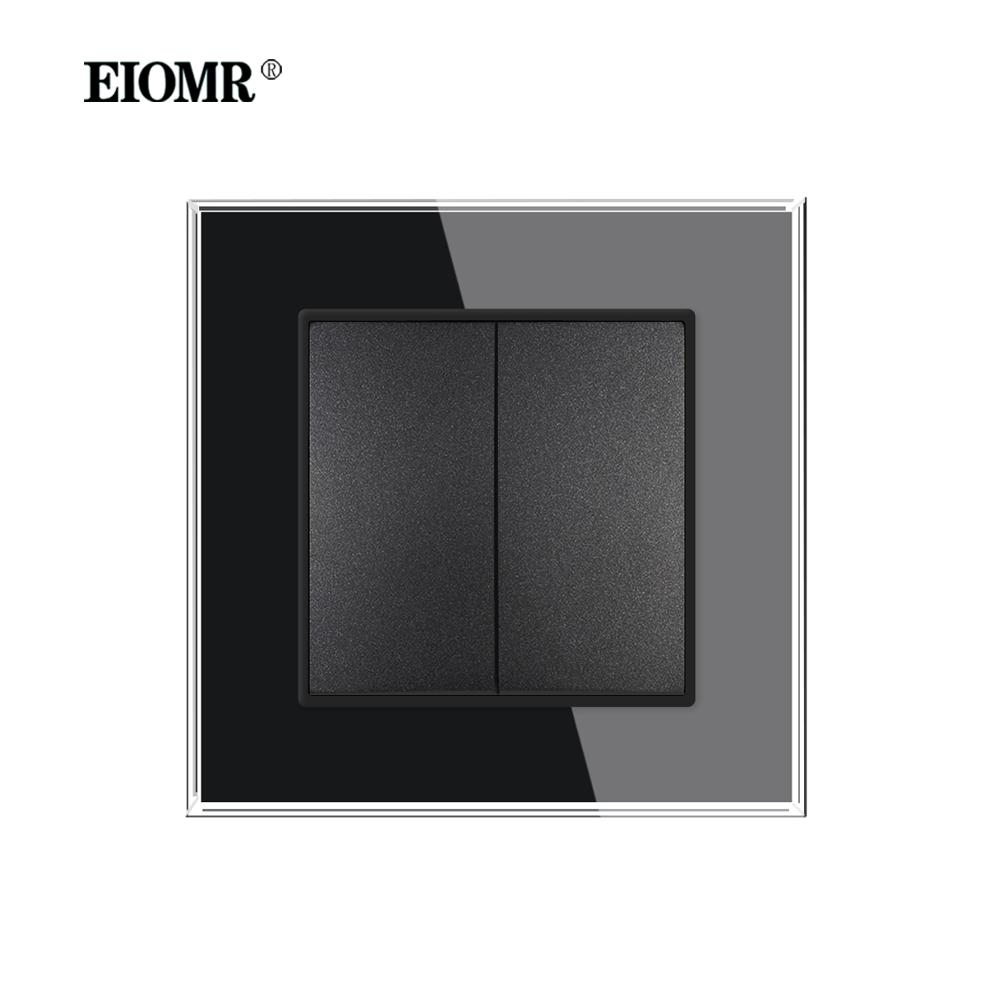 EIOMR Французский Стандарт USB Настенная Розетка Черная Панель из Кристаллического Стекла 16A 110-250V с Железной Лапкой Многофункциональная Электрическая Розетка и Выключателем