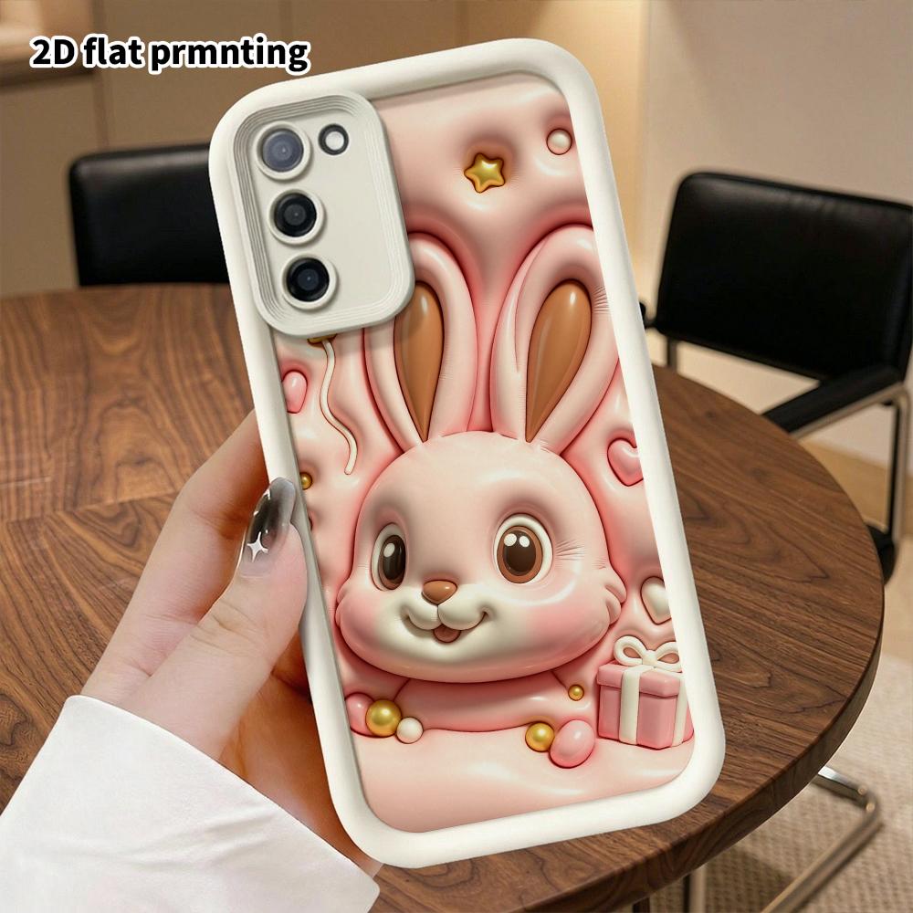 Phone case: 2D flat, suitable for Samsung Galaxy A34 A35 M05 M06 S20 S22 S21 FE Plus 5G protective case, pink bunny, perfect Christmas and Halloween h