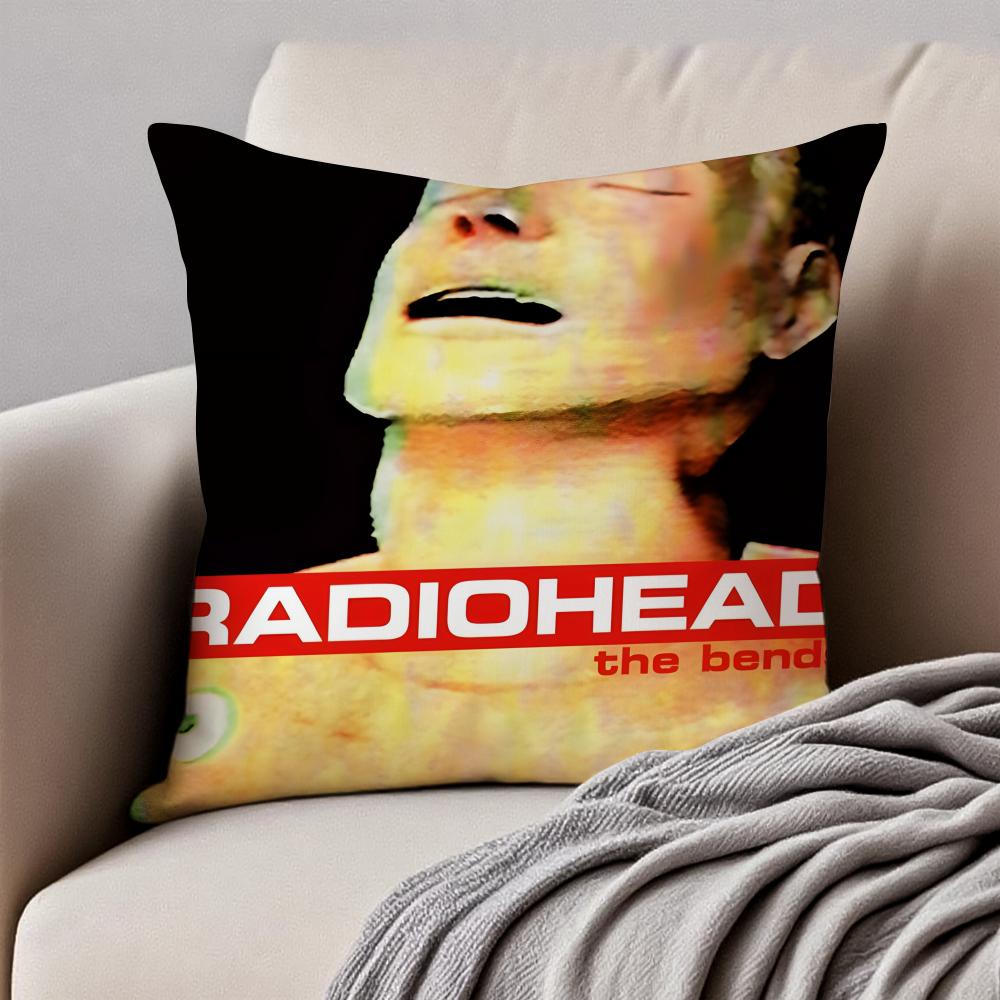 RRadiohead Cushion Cover Pillowcase Antidustmite Invisible Zipper Short Plush Sofa Cushion