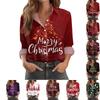 Women's Christmas Print Casual Half-Open Collar Long Sleeve Shirt