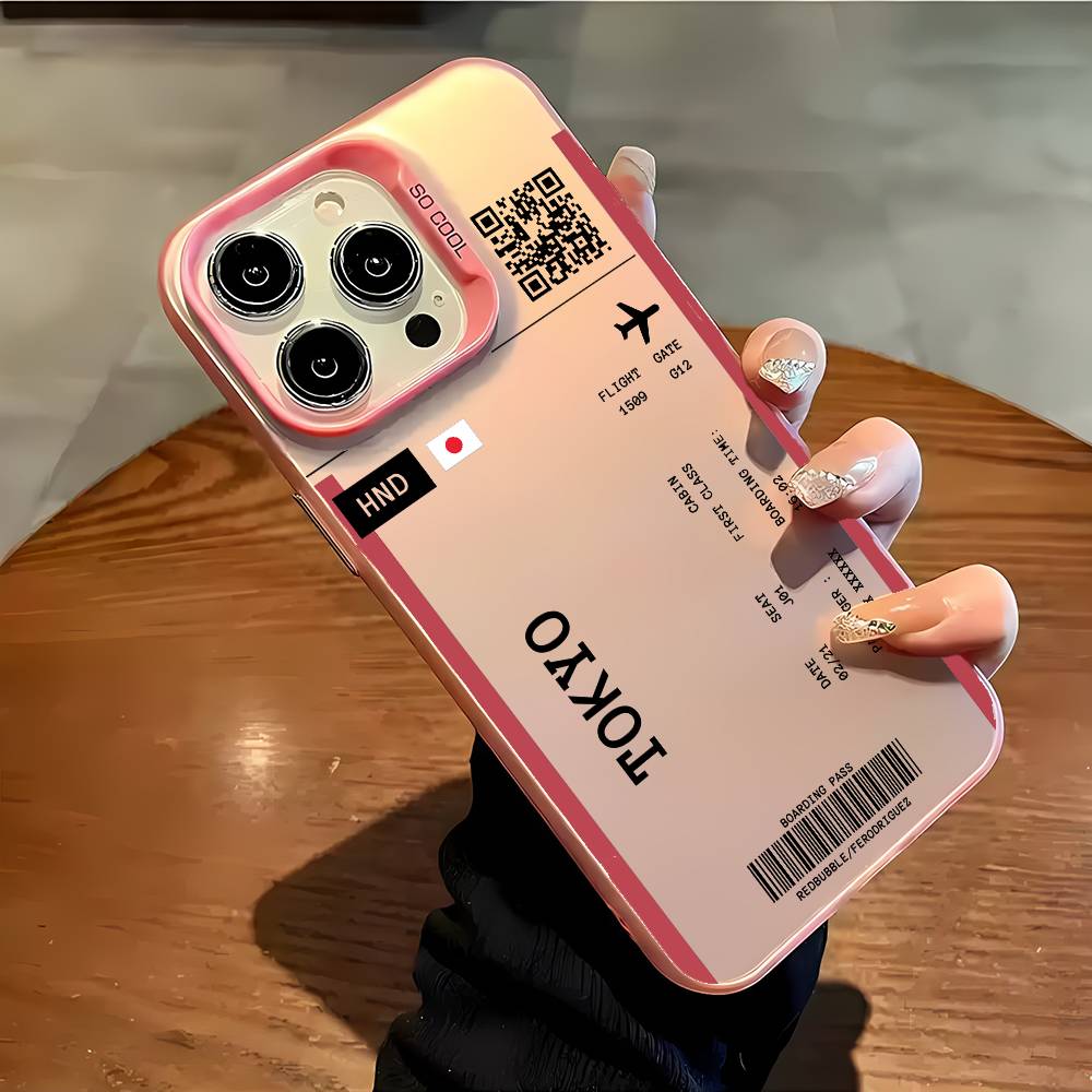 Япония Самолет Путешествие Билет Чехол для Телефона Для iPhone 16 15 14 13 12 11 Plus Pro Max разноцветный Аврора лазерный Ударопрочный Funda Чехол