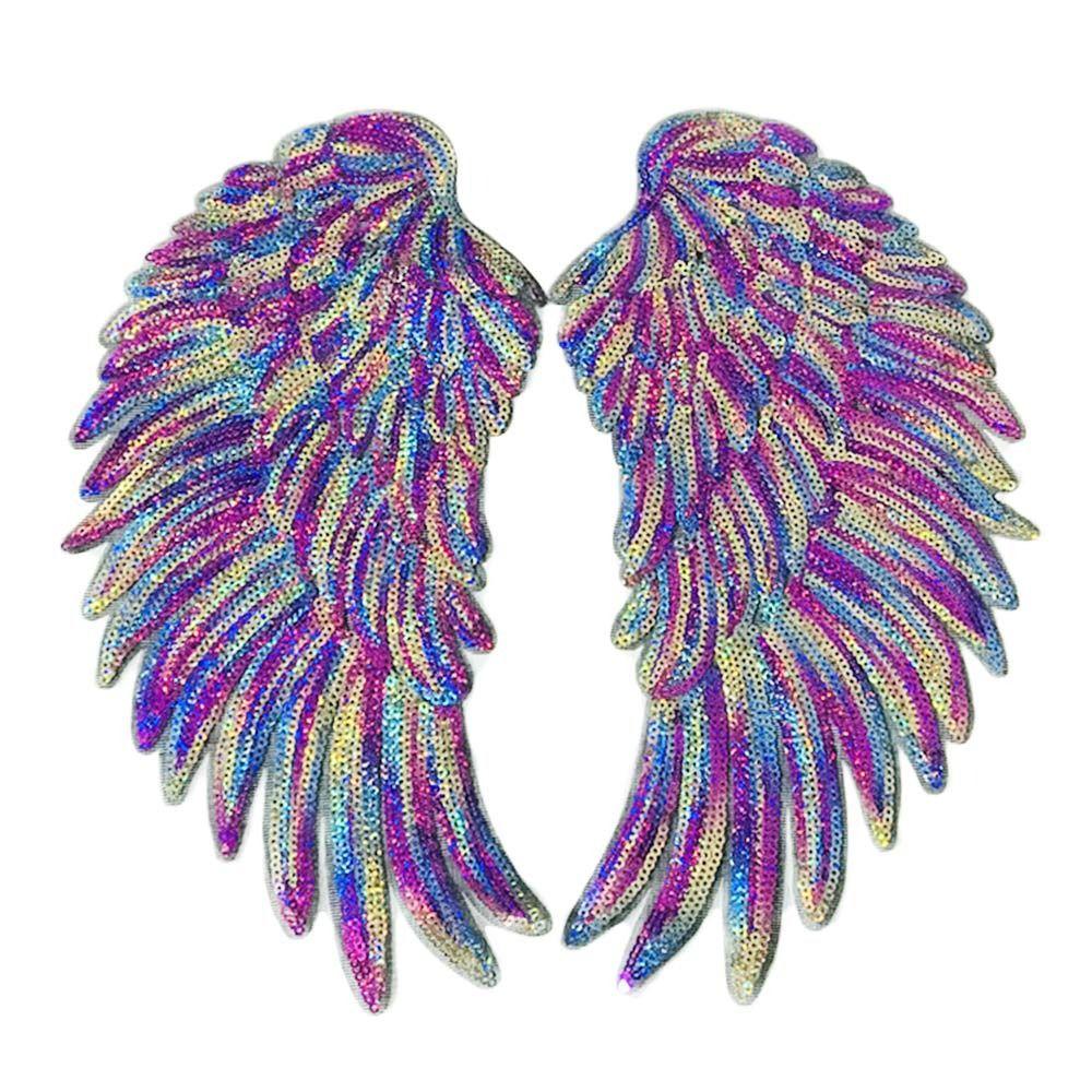 Мечтательные крылья-перья, радужные вышитые значки, аксессуары для одежды, нашитки с пайетками
