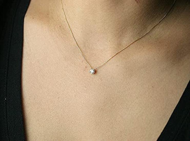 Ювелирные изделия K18 бриллиантовое ожерелье с подвеской, цвет SI, класс, хорошая огранка [Diamond World], женское 0,3 карата, F/G