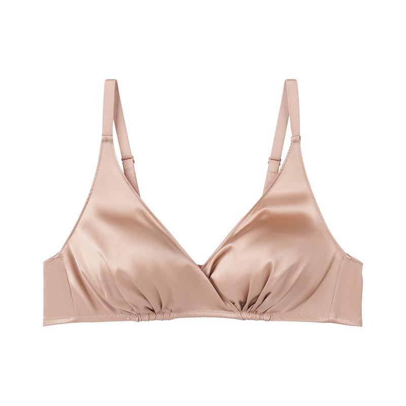 Бюстгальтер Tangge из двухслойного шелка со сборками - гладкий, без стали, тонкий, 19 момми