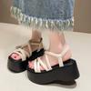 8cm Fashion Summer Women Rome Sandals New Arrival Ladies Leather Wedges Heels Female Outdoor Casual Platform Sandal Shoes 2024