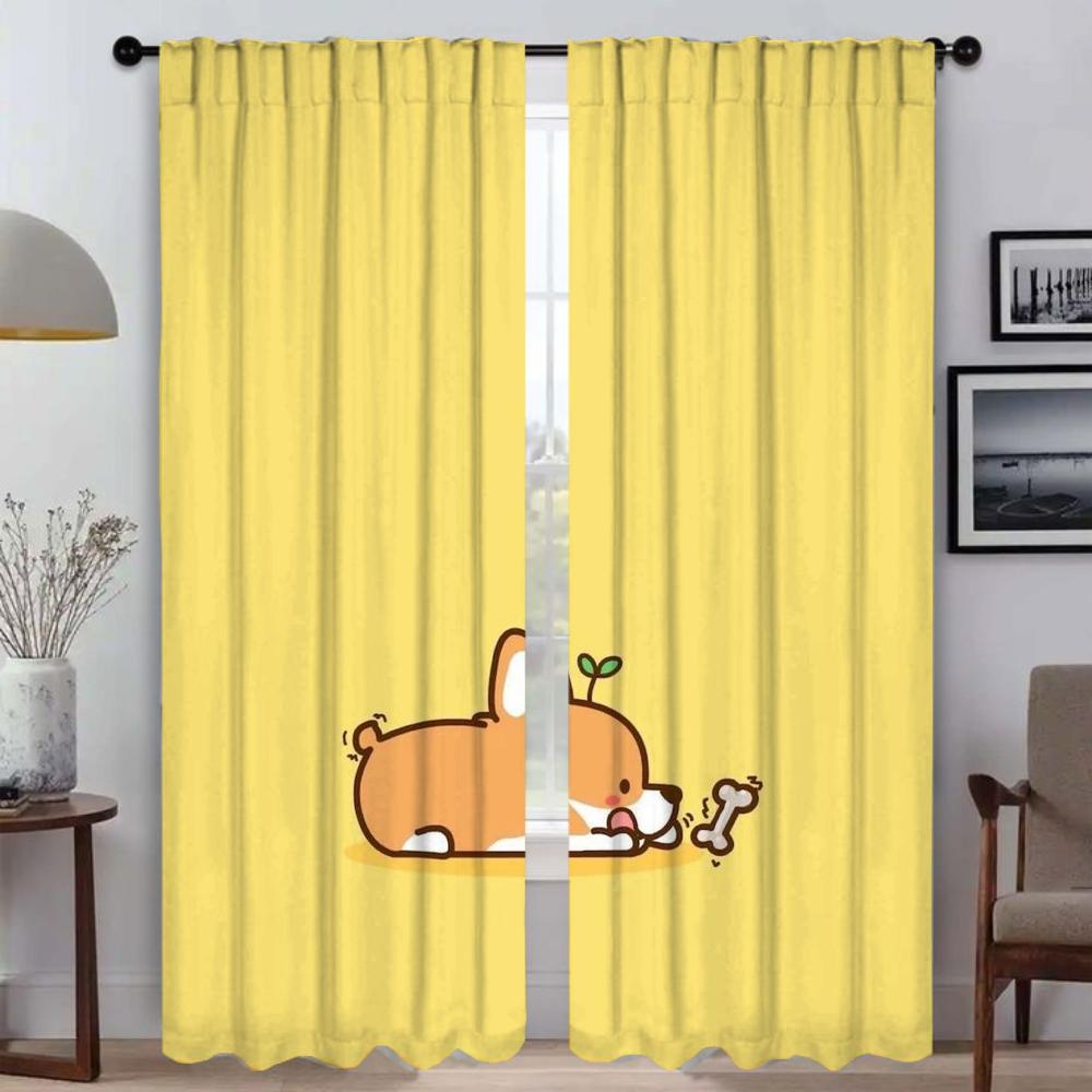 C-Corgi Butt Anti-mosquito Curtains for Living Room Shades Window Curtain Tulle for Bedroom Halloween Decoration Partition Child